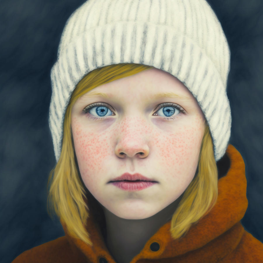 Fantasy Painting - A  close  up  portrait  of  a  young  Norwegian  girl  w  c64560df645043  00437f  6457aa  b629  a306 by Celestial Images