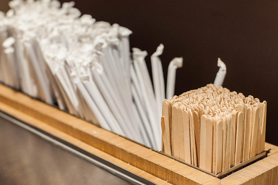 A close-up view of plastic straws Photograph by Karl Tapales