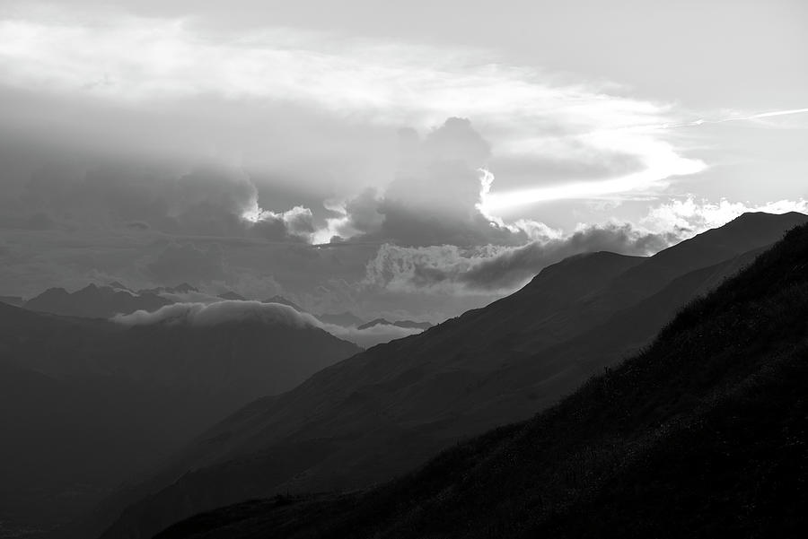 Black And White Photograph - A Cloudy Sunset In The Aran Valley In Black And White by Vicen Photography Black And White Photograph - A Cloudy Sunset In The Aran Valley In Black And White by Vicen Photography