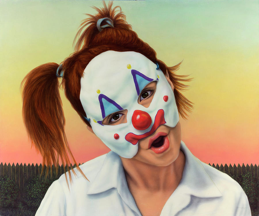 A clown in my backyard Painting by James W Johnson
