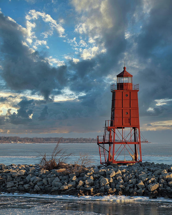 A Cold Racine North Breakwater Lighthouse Photograph by Scott Olsen