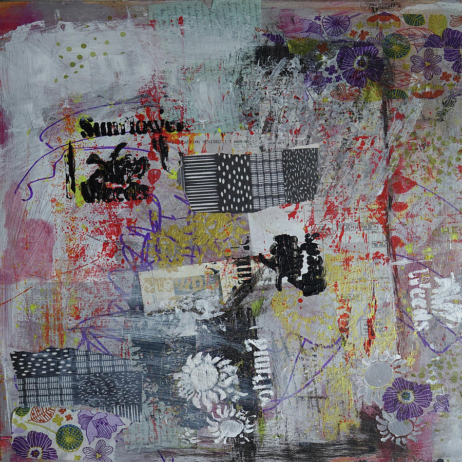 A collage abstract for January Mixed Media by Cathy Anderson