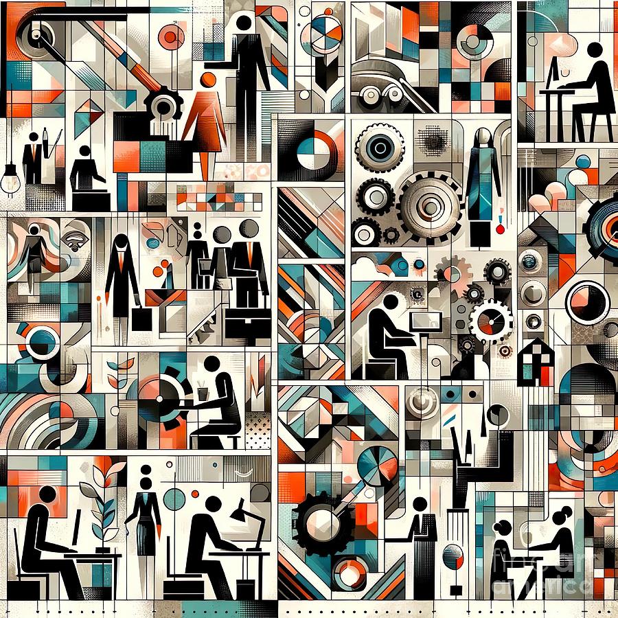 A collage of people at work -1 Digital Art by Movie World Posters