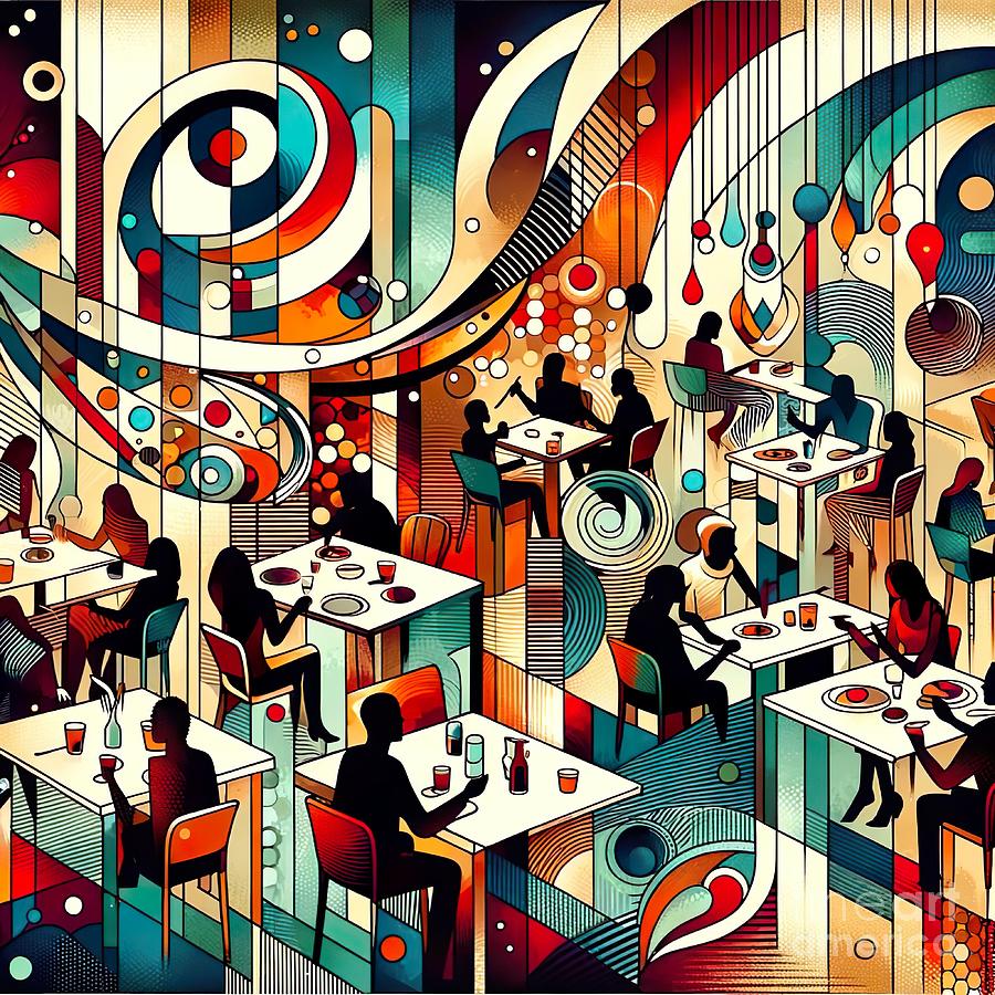 Abstract Collage Digital Art - A collage of people dining out - 1 by Movie World Posters