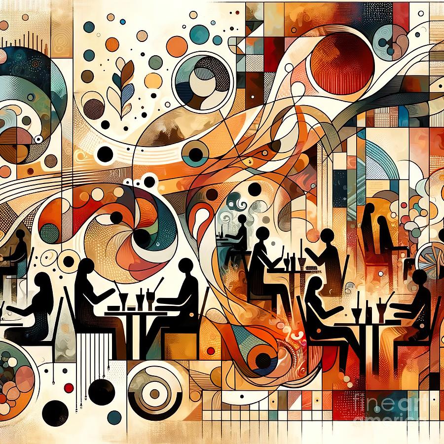 Abstract Collage Digital Art - A collage of people dining out - 3 by Movie World Posters