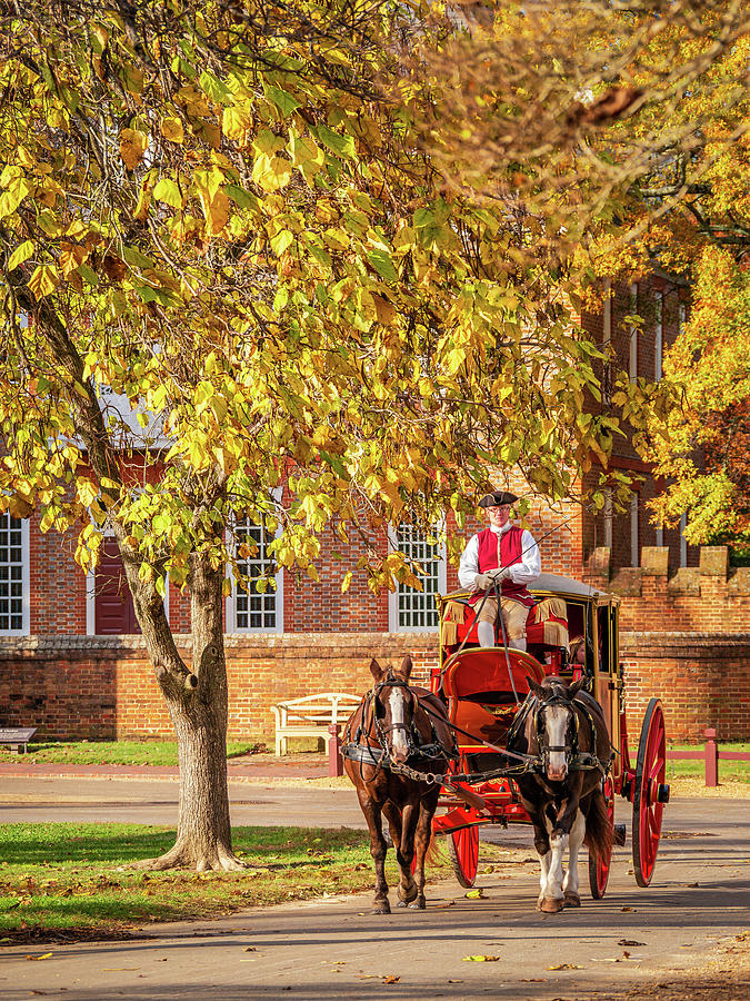 A Colonial Carriage Ride in Autumn Foliage Photograph by Rachel Morrison