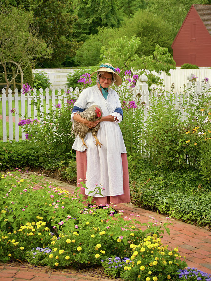A Colonial Woman Carrying a Chicken Photograph by Rachel Morrison