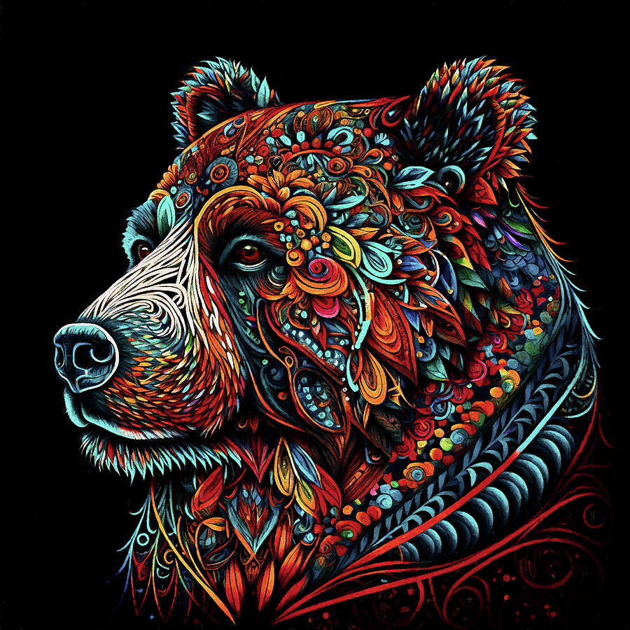 A Colorful Bear Digital Art by Peggy Collins