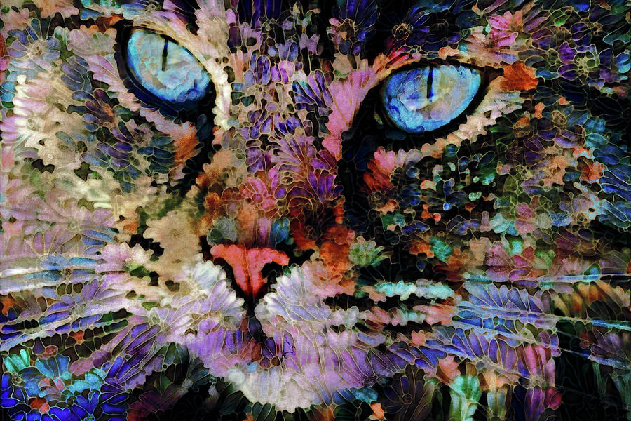 A Colorful Cat Named Kitty Digital Art by Peggy Collins