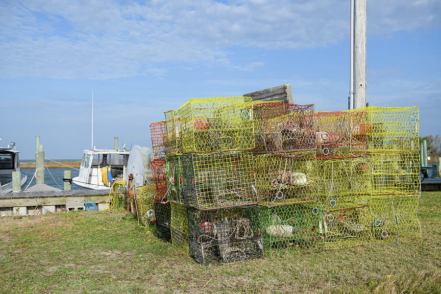 A Colorful Crooked Stack of Crab Pots Photograph by Fon Denton