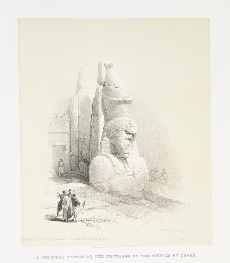 A colossal statue at the entrance of the temple of Luxor ca 1842 - 1849 by William Brockedon Painting by Artistic Rifki