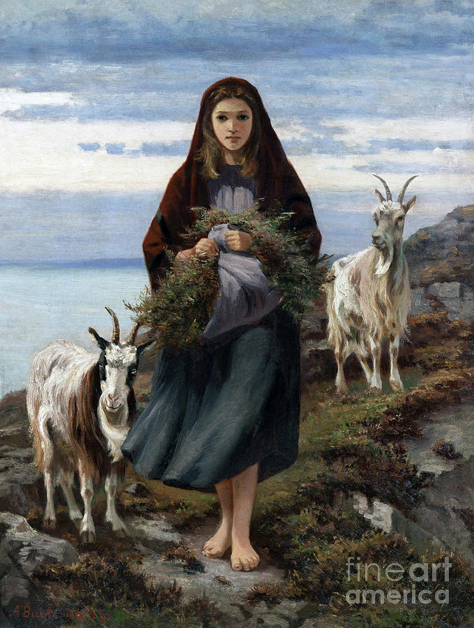 A Connemara Girl Painting by Augustus Nicholas Burke