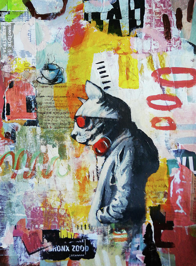 A Cool Cat in Town Painting by Florentina Maria Popescu