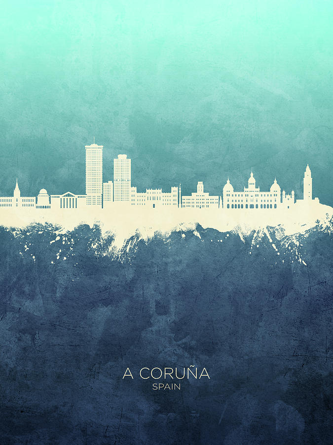 A Coruna Spain Skyline #01 Digital Art by Michael Tompsett