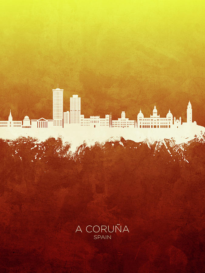 A Coruna Spain Skyline #03 Digital Art by Michael Tompsett