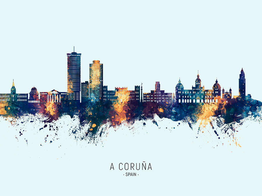 A Coruna Spain Skyline #69 Digital Art by Michael Tompsett