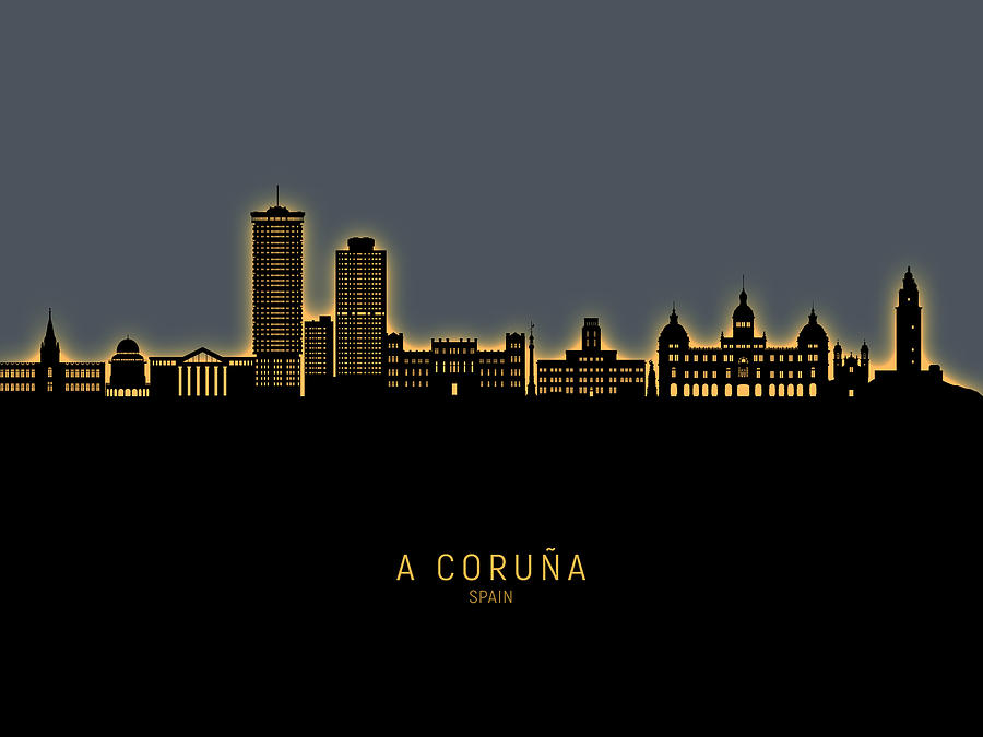 A Coruna Spain Skyline #79 Digital Art by Michael Tompsett