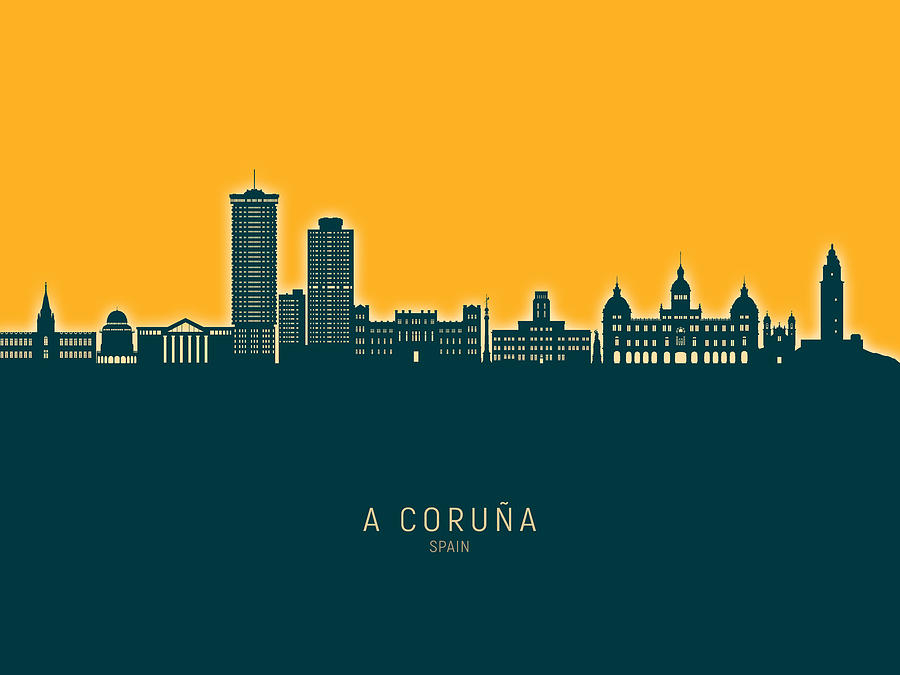 A Coruna Spain Skyline #86 Digital Art by Michael Tompsett