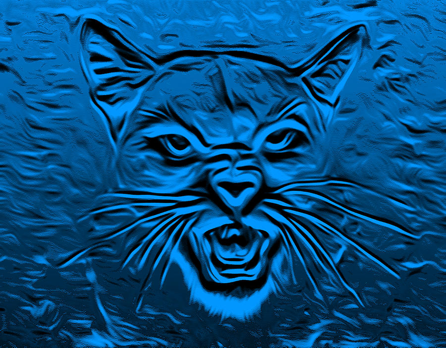 A Cougars Growl Blue Digital Art by Ronald Mills