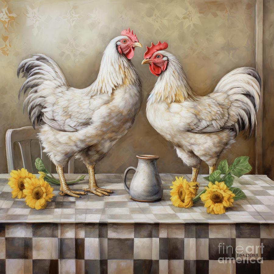 A Couple Of Chickens For Dinner Painting by Tina LeCour