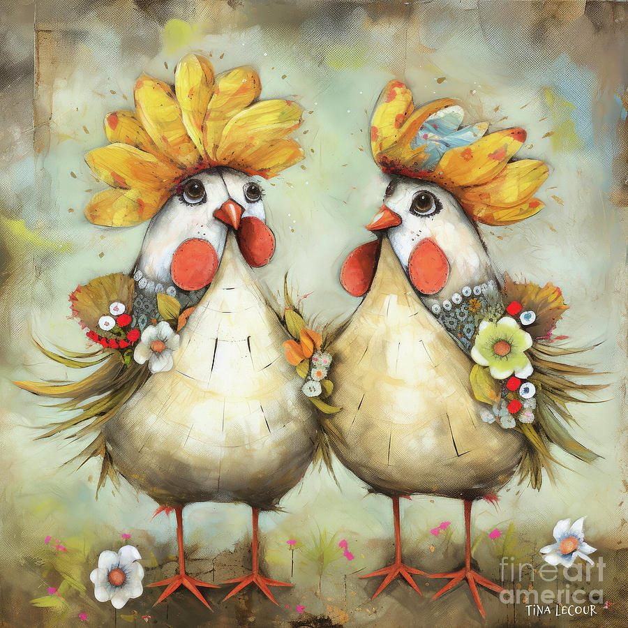 A Couple Of Chicks From Texas Painting by Tina LeCour