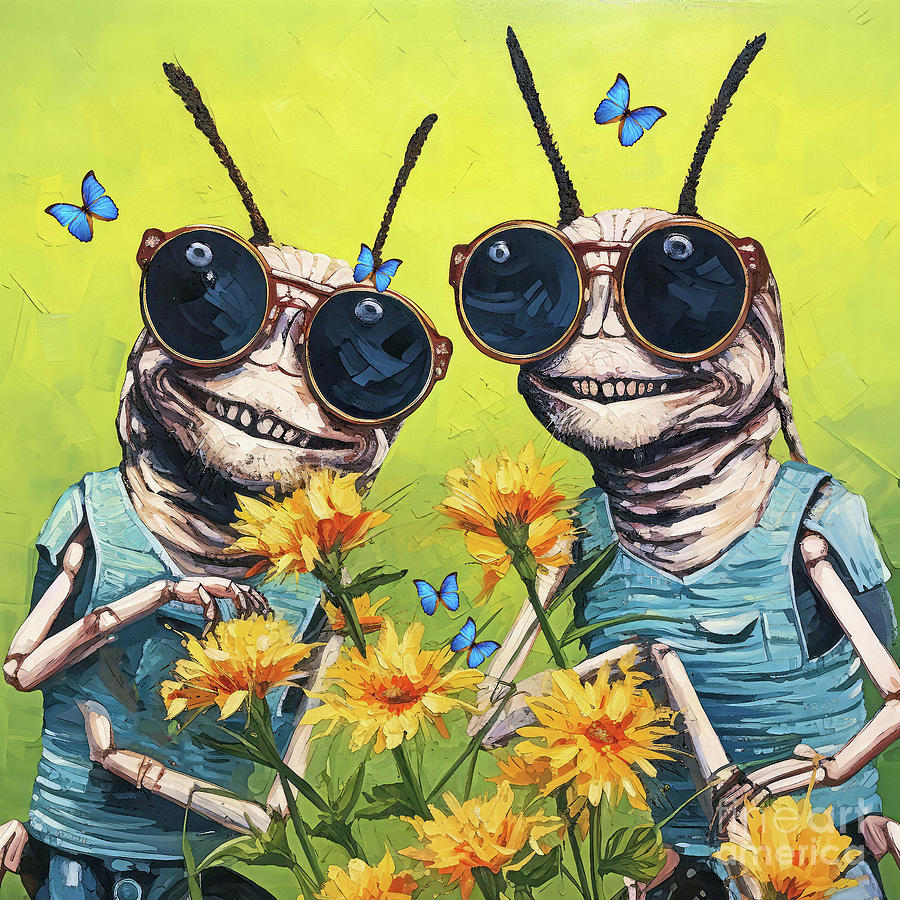 A Couple Of Cool Grasshoppers Painting