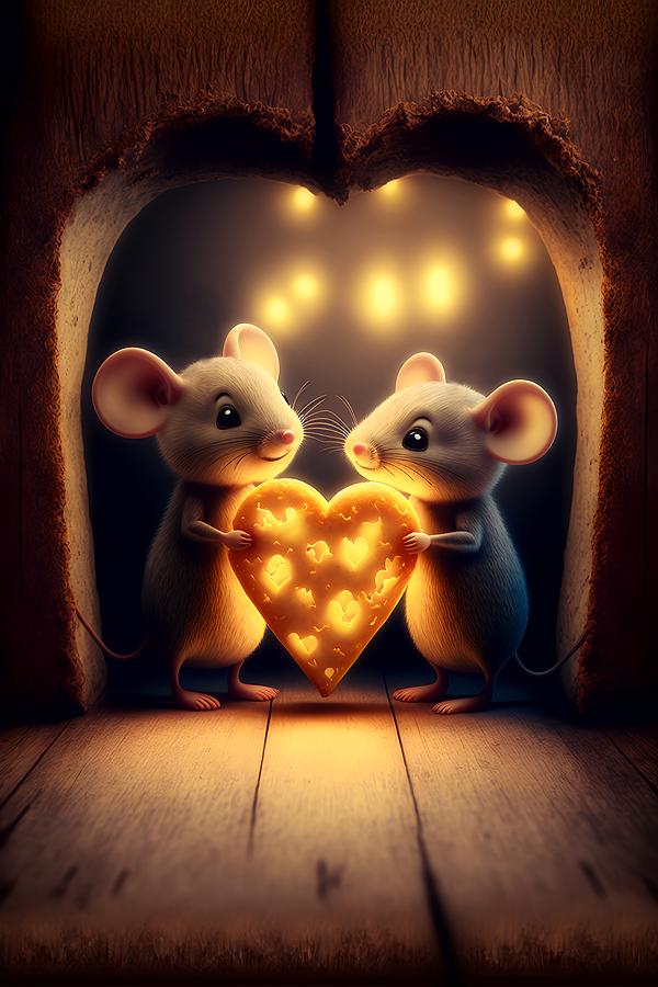 A Couple of Love Mices 0 Mixed Media by Lilia S