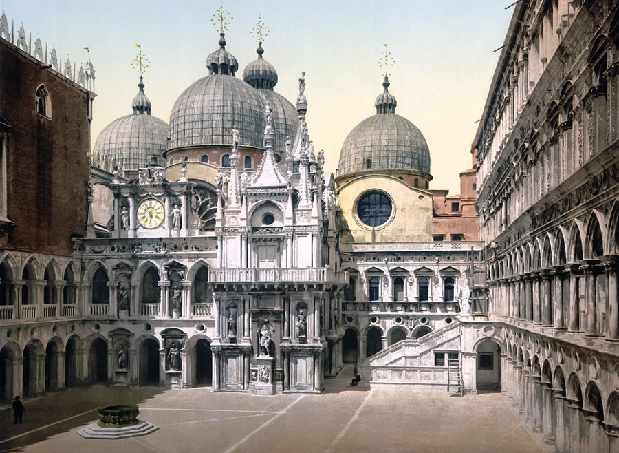 Vintage Photograph - A court in the Doges Palace by Mango Art