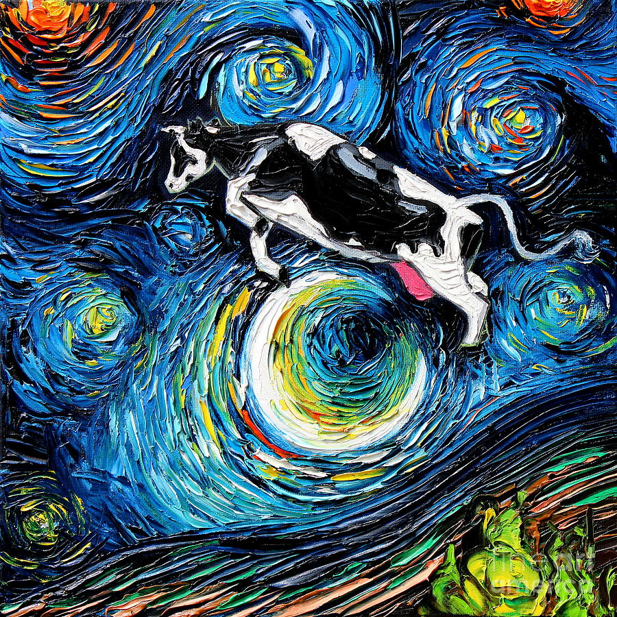 A Cow Jumped Over the Moon Painting by Aja Trier
