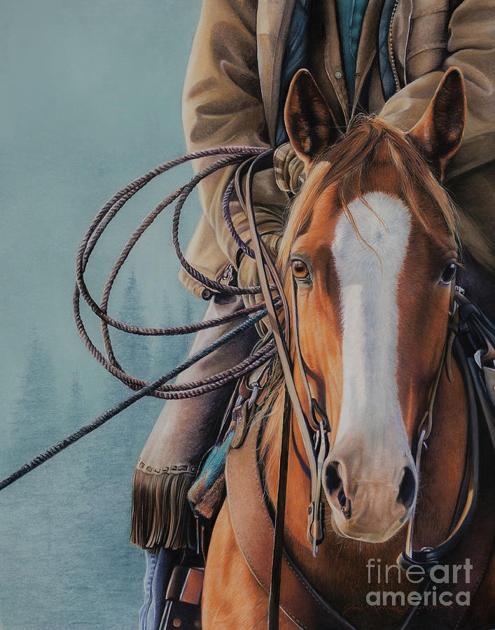 Yellowstone National Park Pastel - A Cowboys Heart by Joni Beinborn