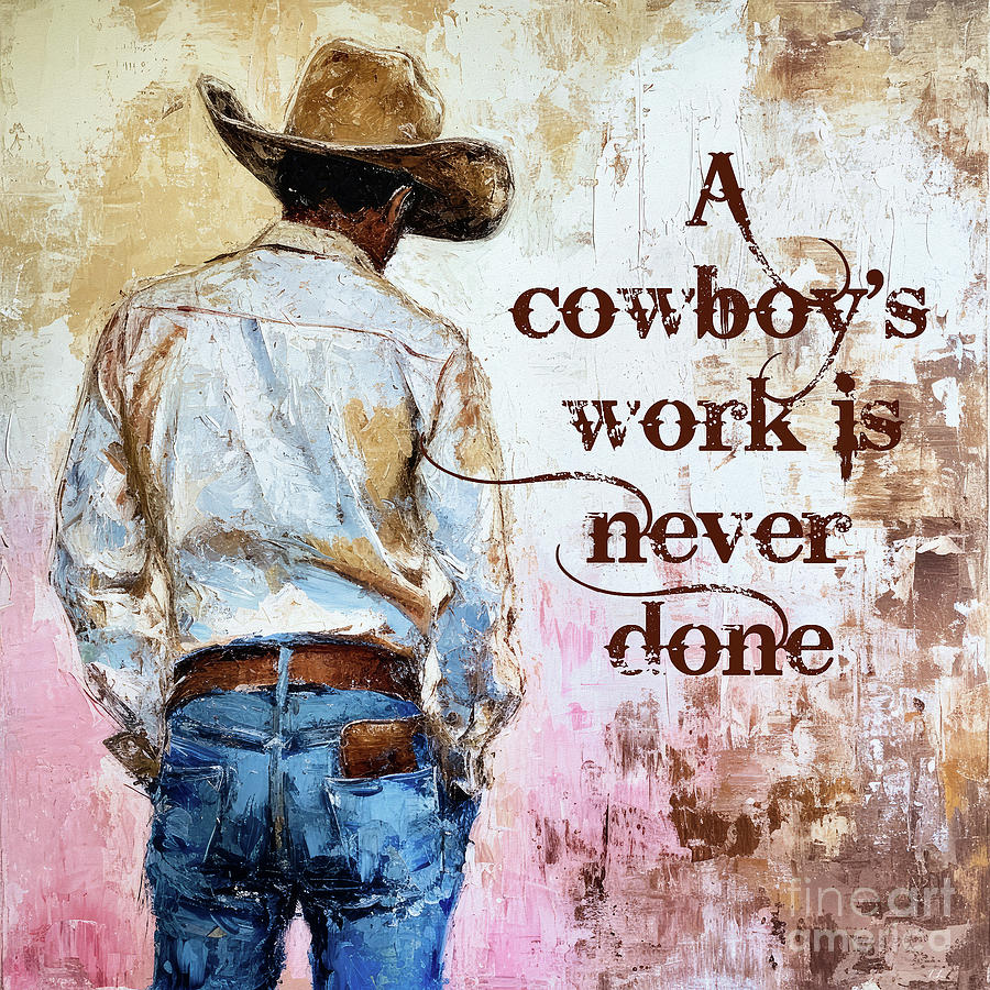 A Cowboys Work Is Never Done Painting by Tina LeCour