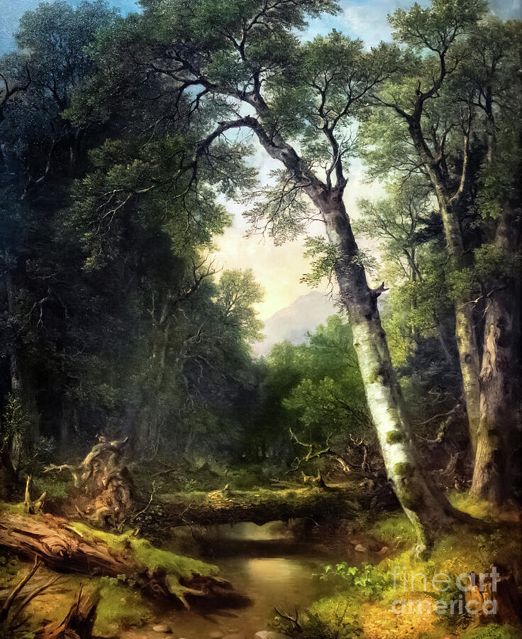 A Creek in the Woods by Asher Durand 1865 Painting by Asher Durand
