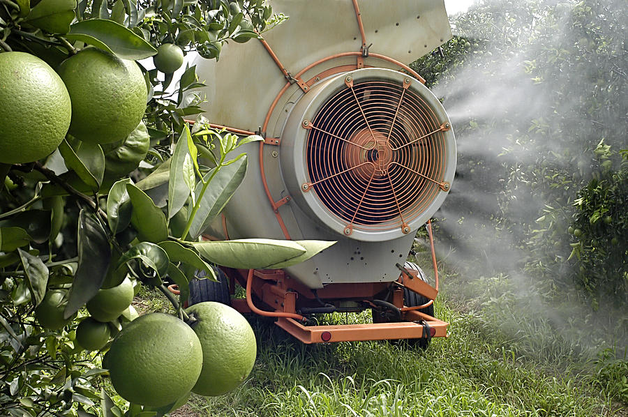 A crop sprayer on some fruit trees Photograph by RicAguiar