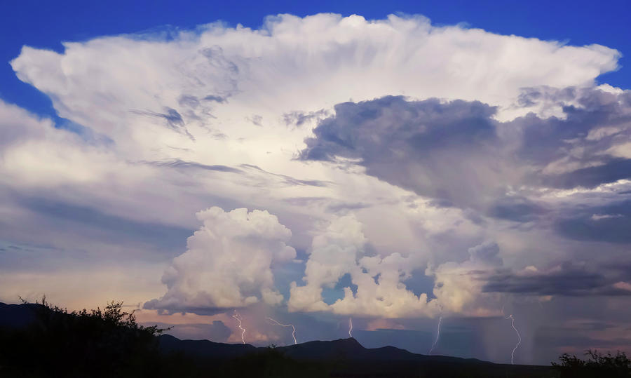 A Cumulonimbus Cloud And Lightning, Hereford, Az, Usa Photograph