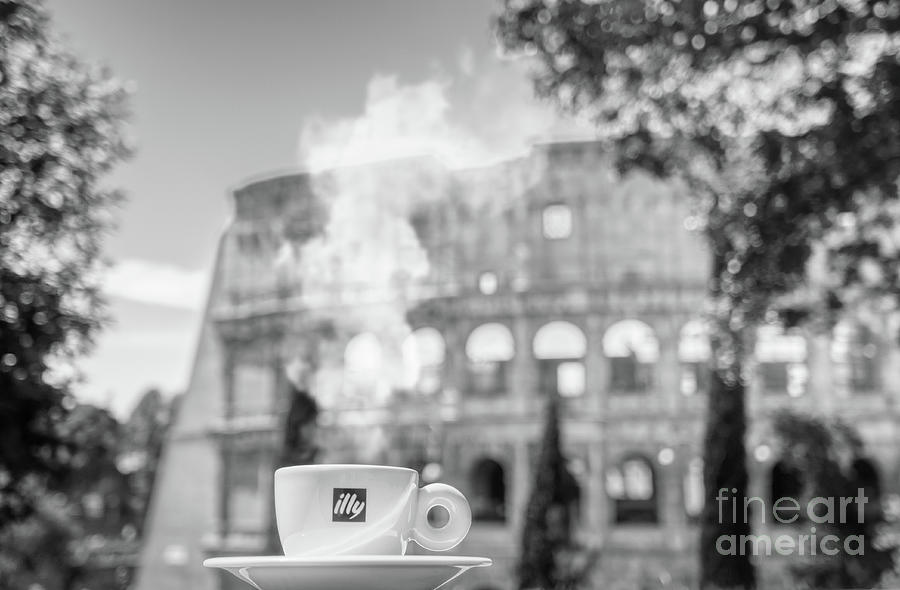 A cup of coffee in front of Colosseo in Roma Photograph by Stefano Senise