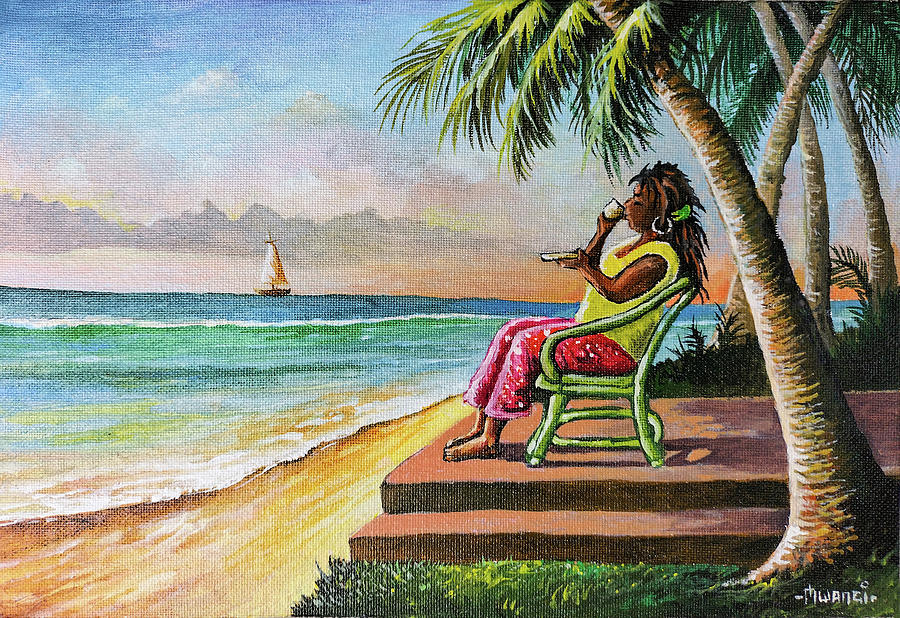 A Cup of Tea at Sea Painting by Anthony Mwangi