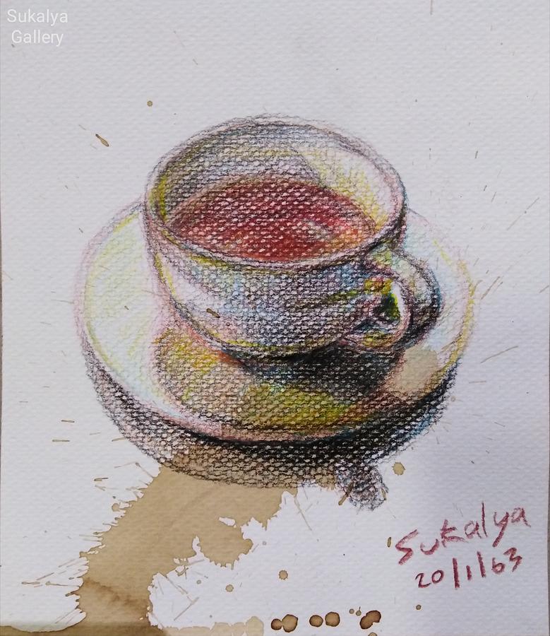 A cup of tea Painting by Sukalya Chearanantana
