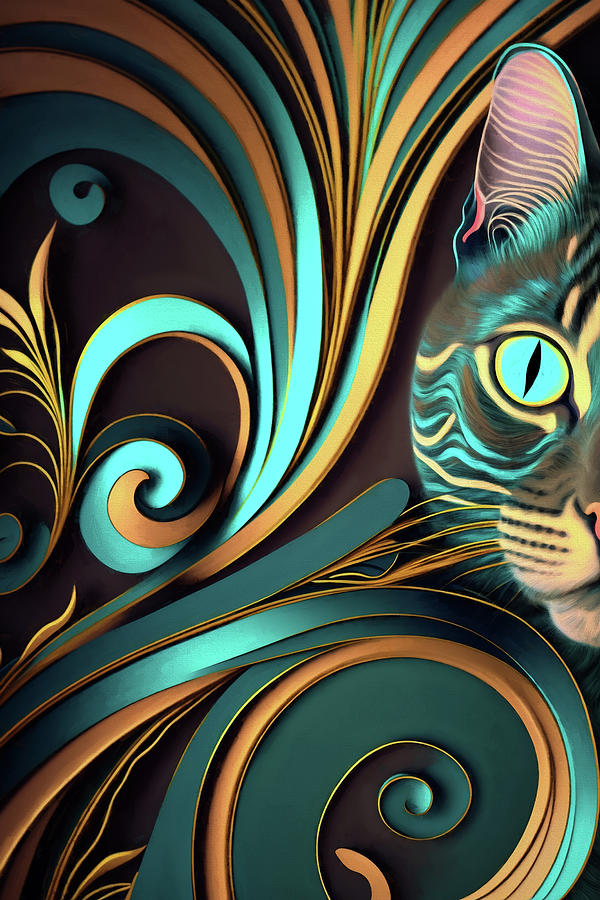 A Curious Cat Digital Art by Peggy Collins