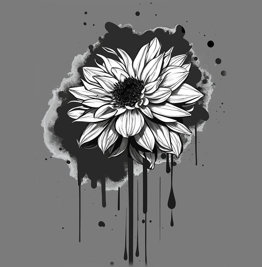 A dahlia flower ink drawing Digital Art by Demid Zaitsev - Pixels