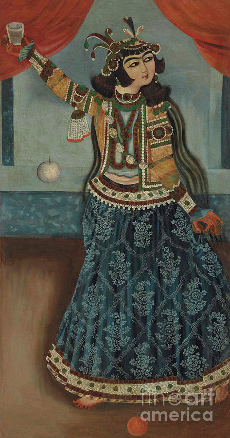 A Dancer in a Blue Dress Painting by Iranian School