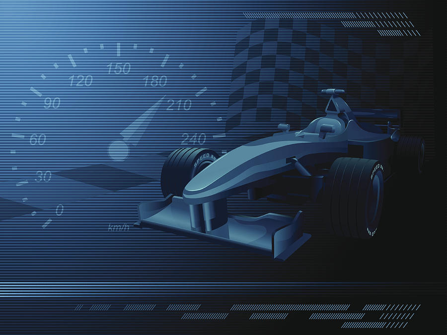 A dark blue and black background representing racecar events Drawing by Omergenc
