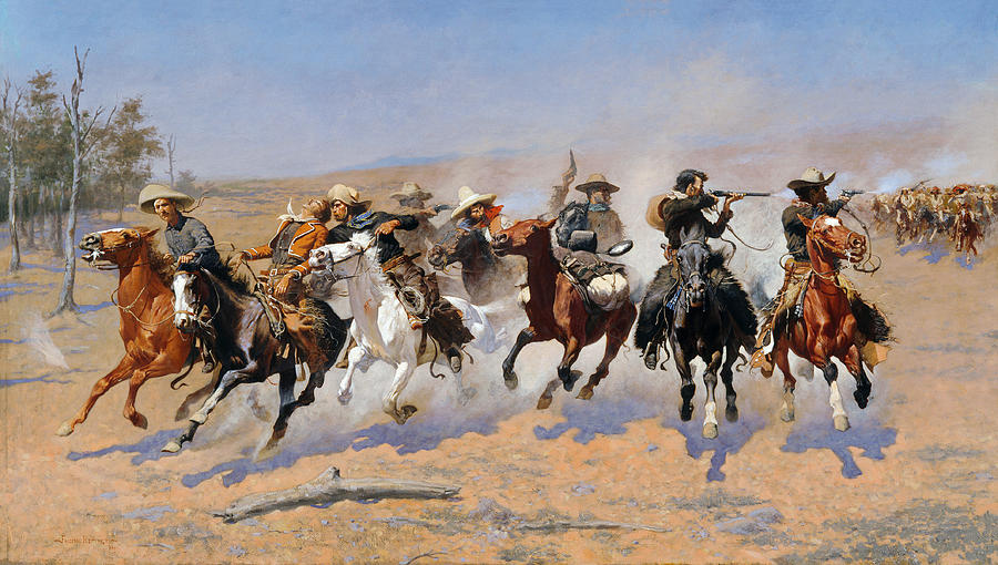 A Dash For The Timber - Frederic Remington - 1889 Painting by War Is Hell Store