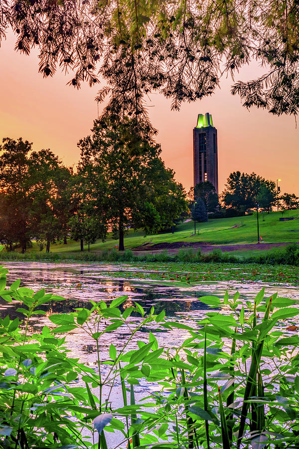 A Dawn Tribute - Memorial Campanile at Sunrise In Lawrence Kansas Photograph by Gregory Ballos
