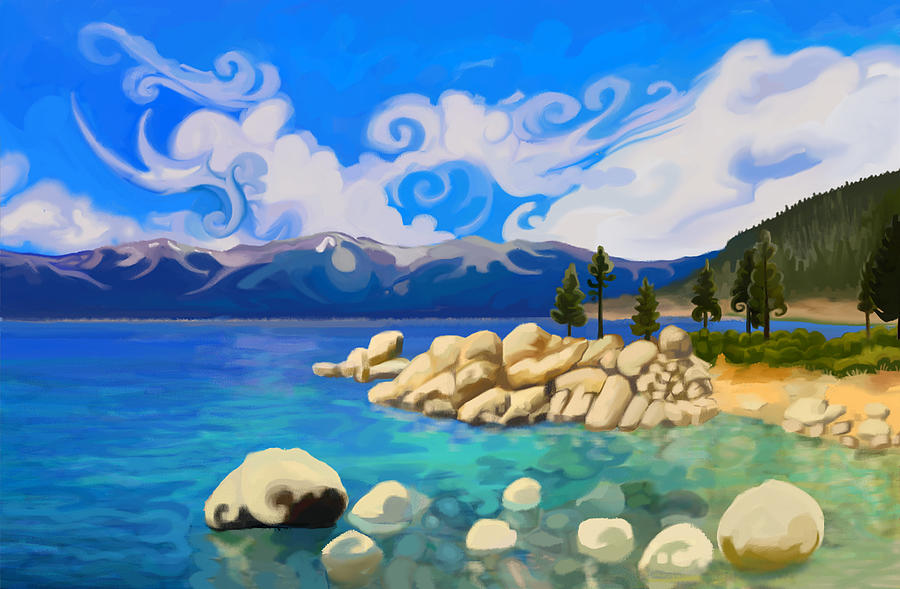 Landscape Painting - A Day at Sand Harbor by Craig Newman Landscape Painting - A Day at Sand Harbor by Craig Newman