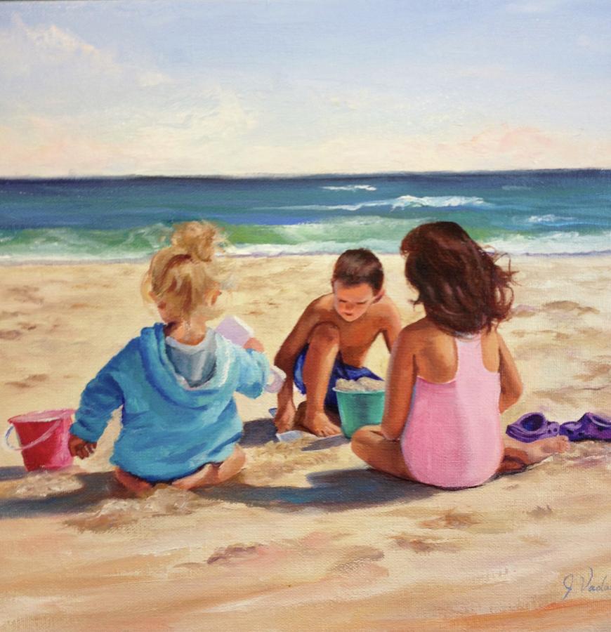 A Day at the Beach Painting by Judy Rixom