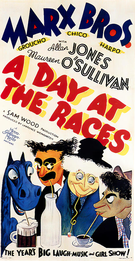 A Day at the Races, 1937 - art by Al Hirschfeld Mixed Media by Movie World Posters
