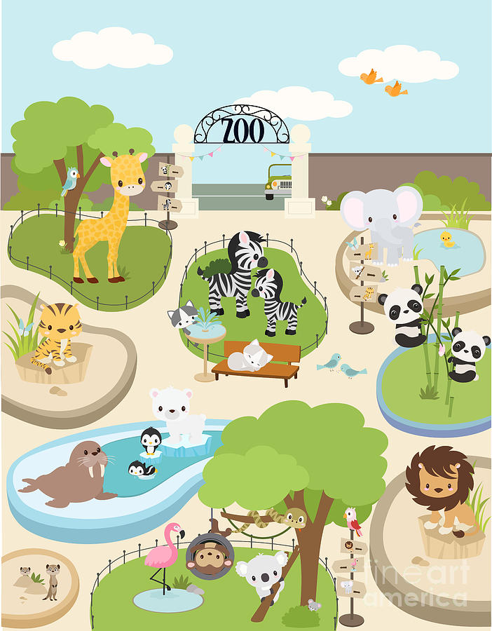 A day at the Zoo Digital Art by The Paper Owl - Pixels