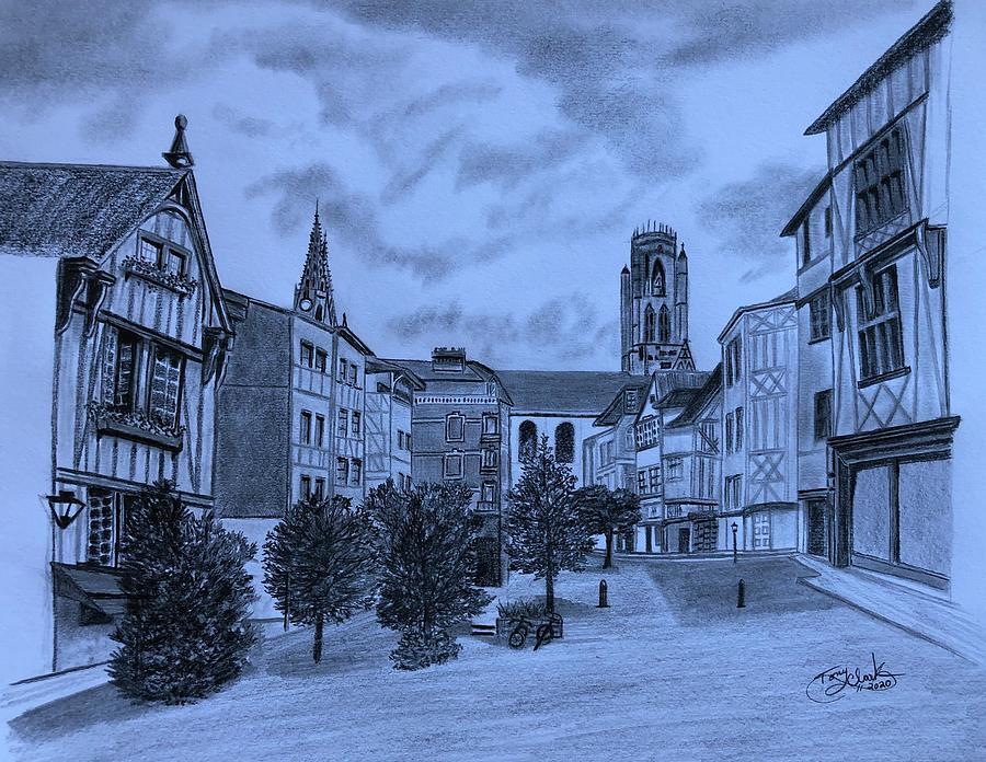 A Day in Rouen  Drawing by Tony Clark
