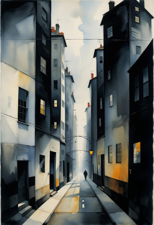 Narrow Street Painting - A deserted alley by My Head Cinema