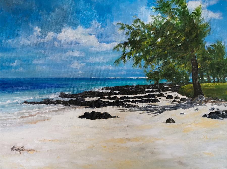 A deserted beach of Mauritius  Painting by Raouf Oderuth